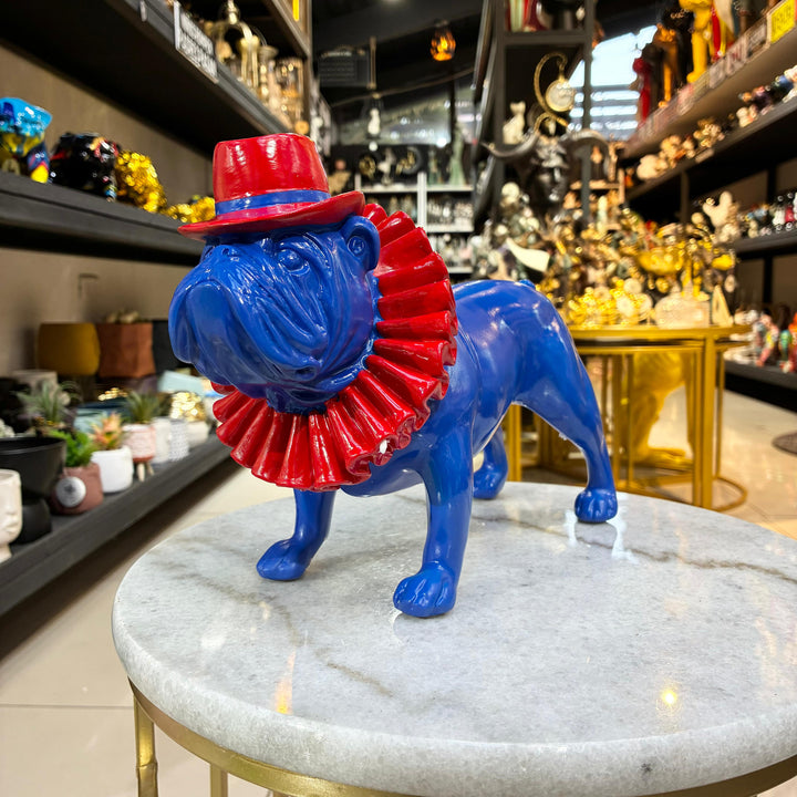 Perro Bulldog ingles azul con rojo