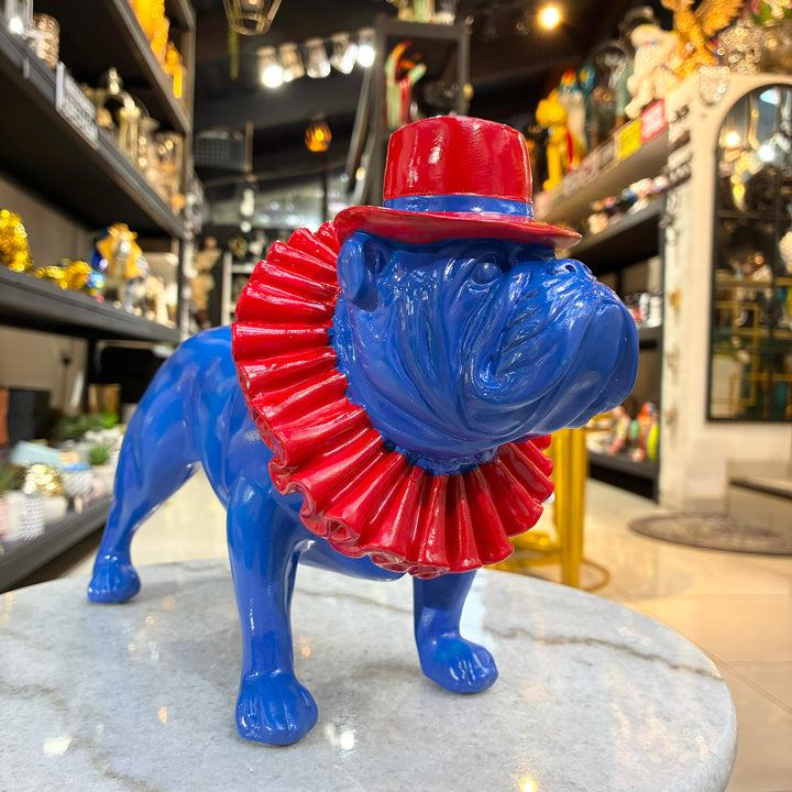 Perro Bulldog ingles azul con rojo