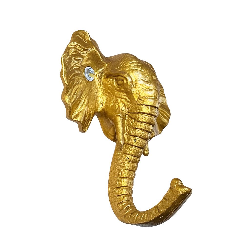 Percha elefante dorado de hierro