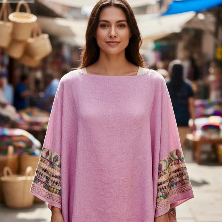 Salida de Baño Bordado color palo rosa