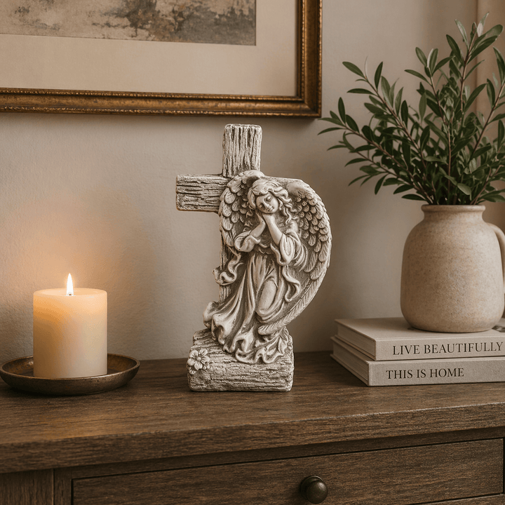 Adorno Angel con Cruz CASONA DECO ANGELES