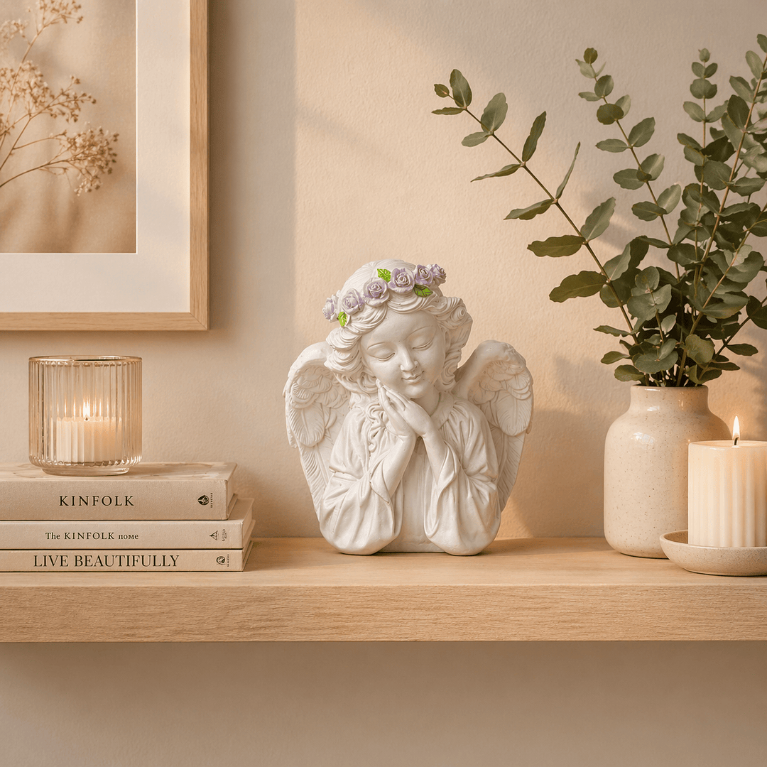 Adorno angel corona de flores CASONA DECO ANGELES