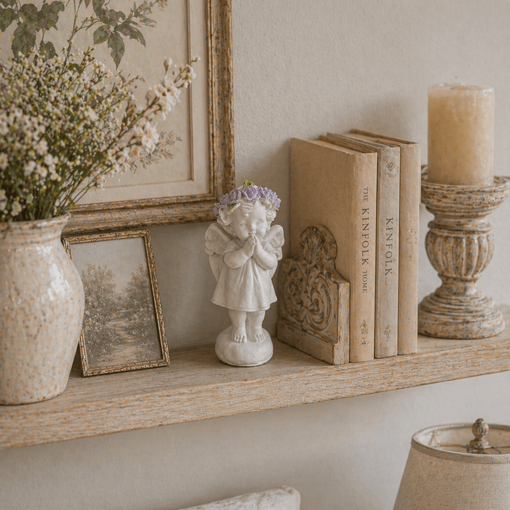 Adorno Angel flores de pie CASONA DECO decoracion