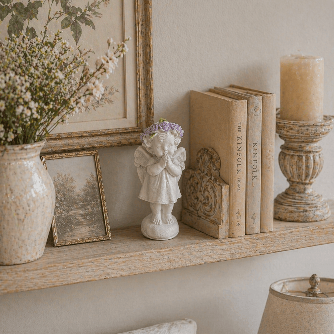 Adorno Angel flores de pie CASONA DECO decoracion