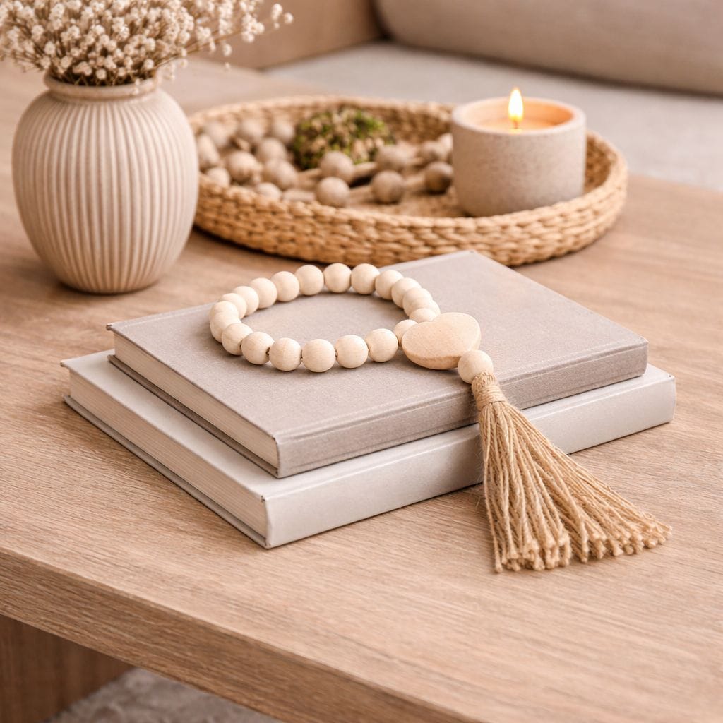 Adorno Borlas corazon beige CASONA DECO decoracion