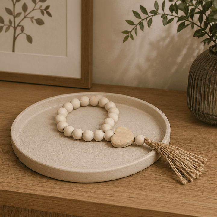 Adorno Borlas corazon beige CASONA DECO decoracion