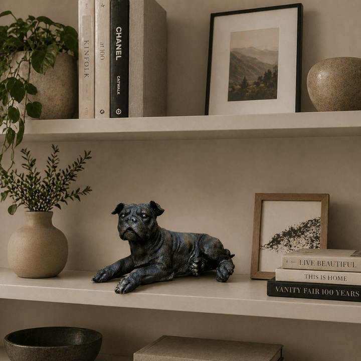 Adorno perro bulldog ingles acostado CASONA DECO animales