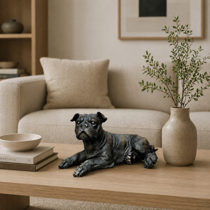 Adorno perro bulldog ingles acostado CASONA DECO animales