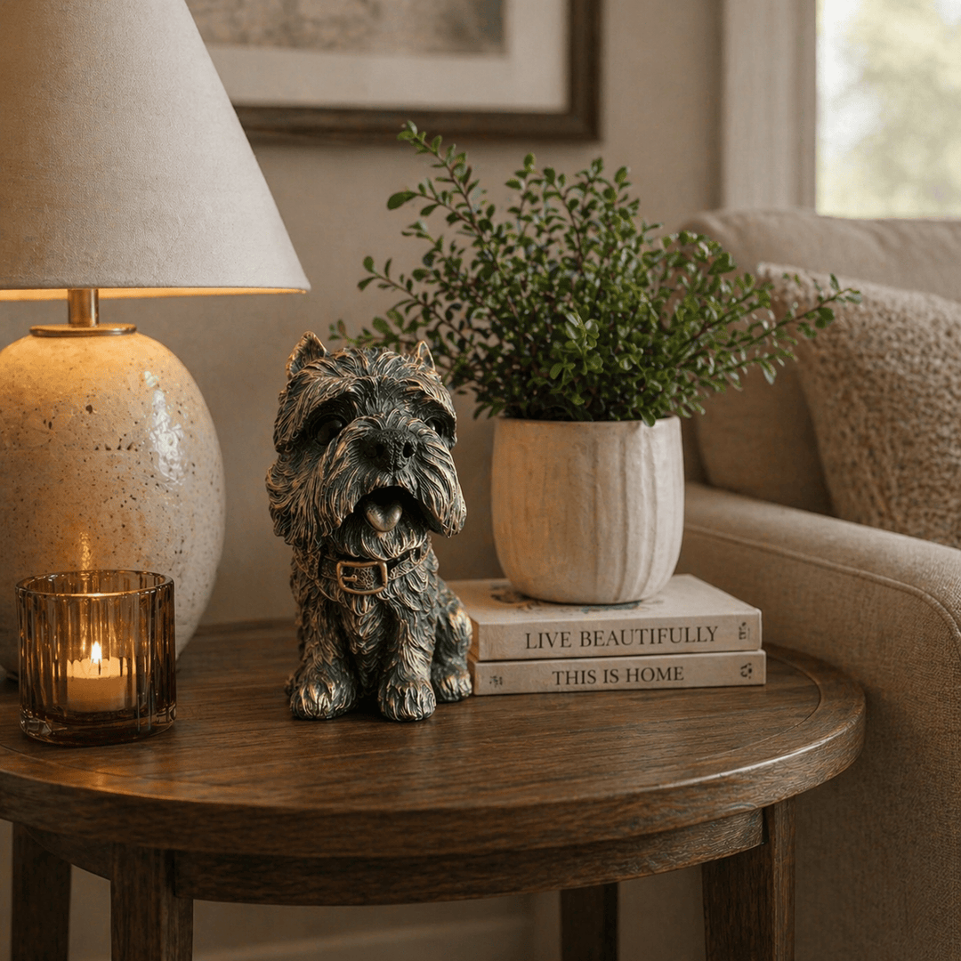 Adorno Perro Schnauzer dorado CASONA DECO animales