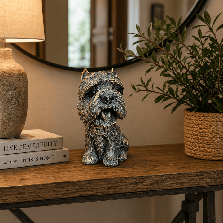 Adorno Perro Schnauzer dorado CASONA DECO animales