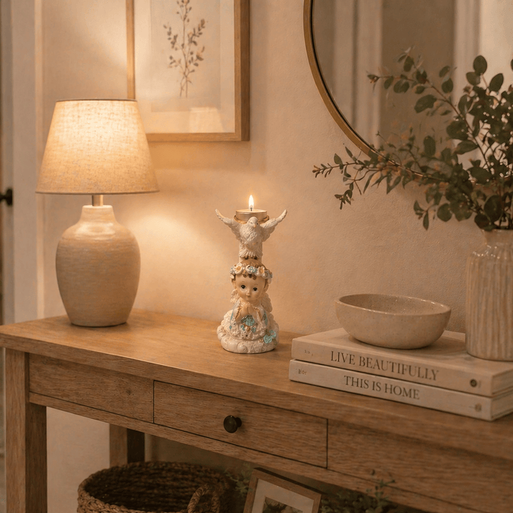Adorno Porta Vela Ángel celeste CASONA DECO ANGELES