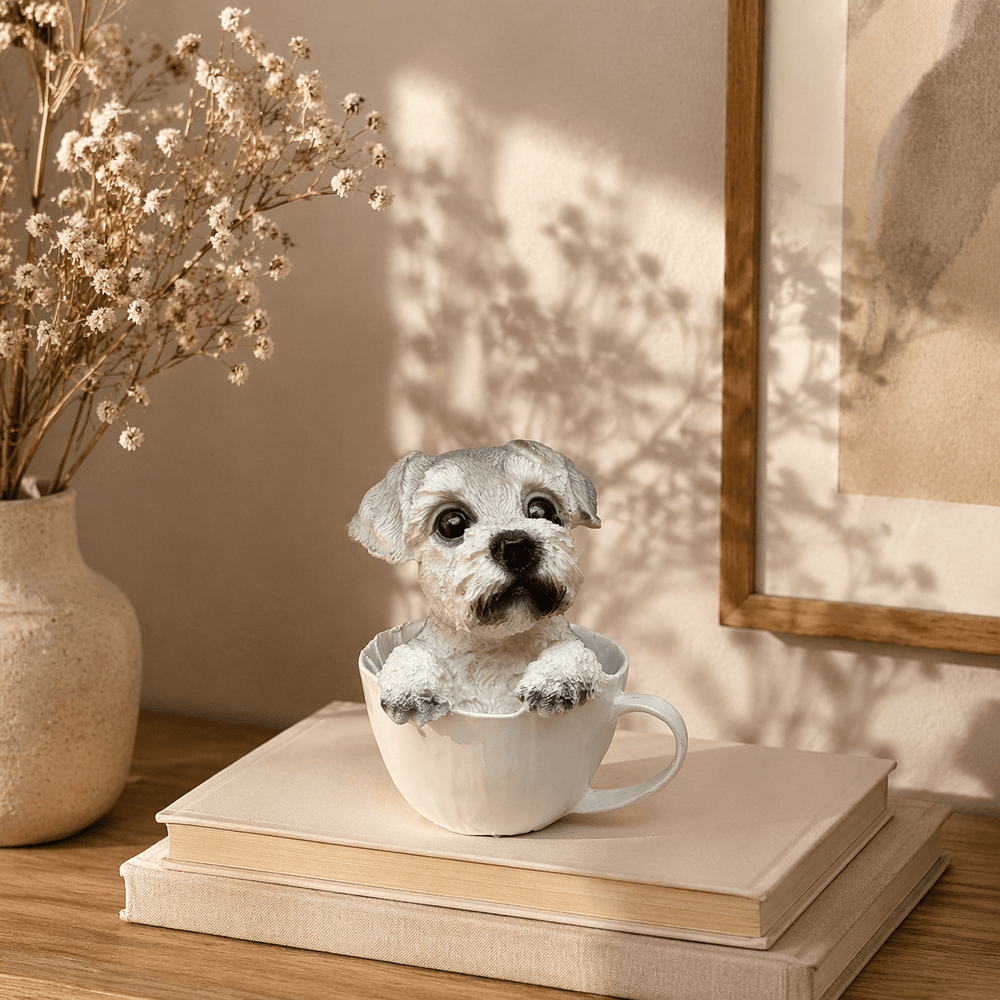 Adorno Schnauzer en taza CASONA DECO animales