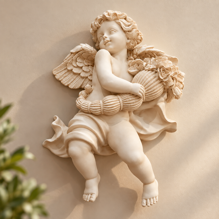 Ángel de muro de resina vista de detalle