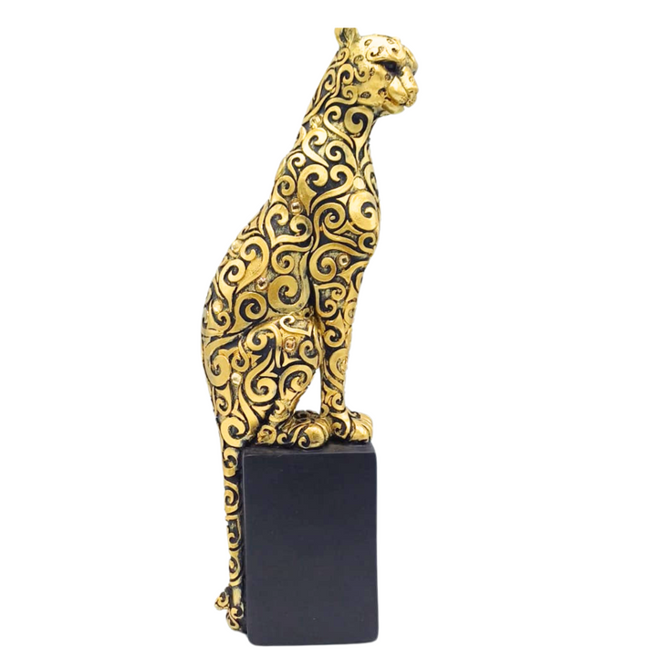 Leopardo Sentado color Dorado con Negro