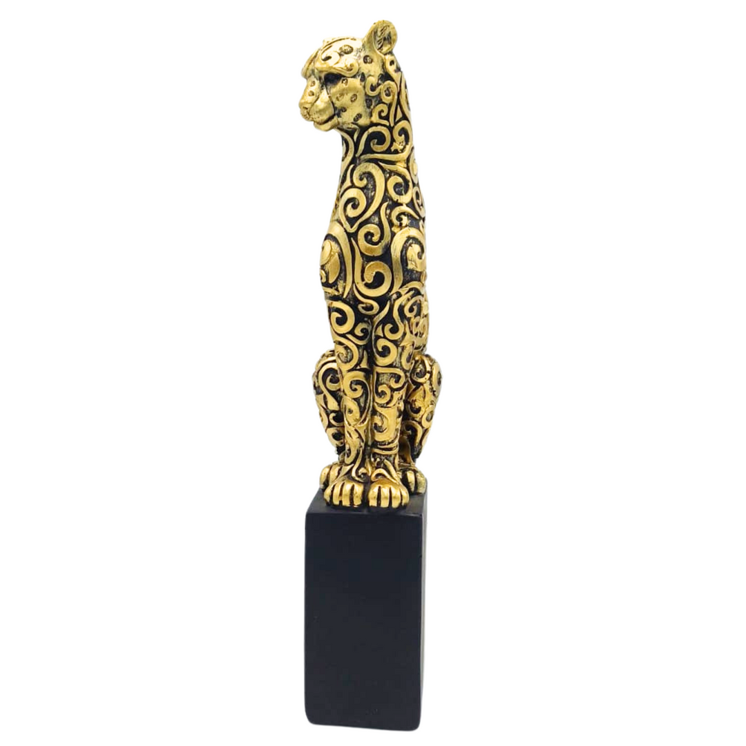 Leopardo Sentado color Dorado con Negro