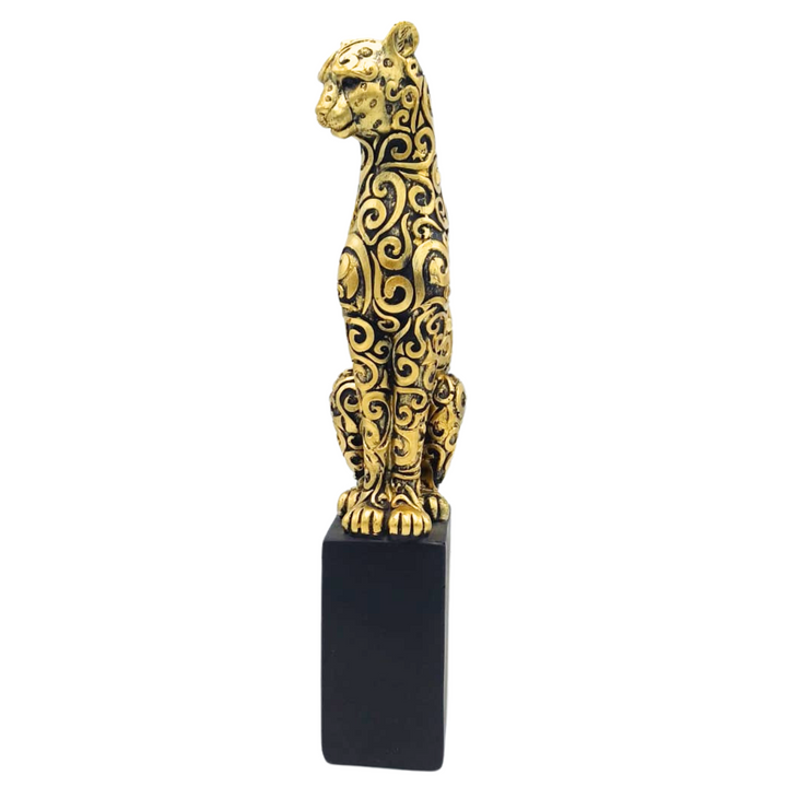 Leopardo Sentado color Dorado con Negro