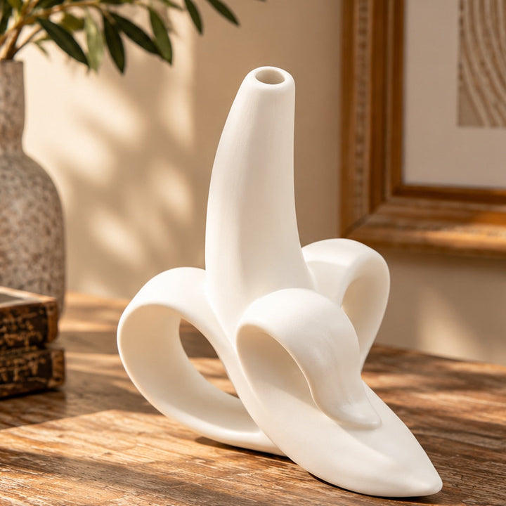 Figura decorativa banana blanca consola