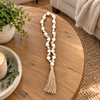 Borla decorativa con cuentas y cordón beige