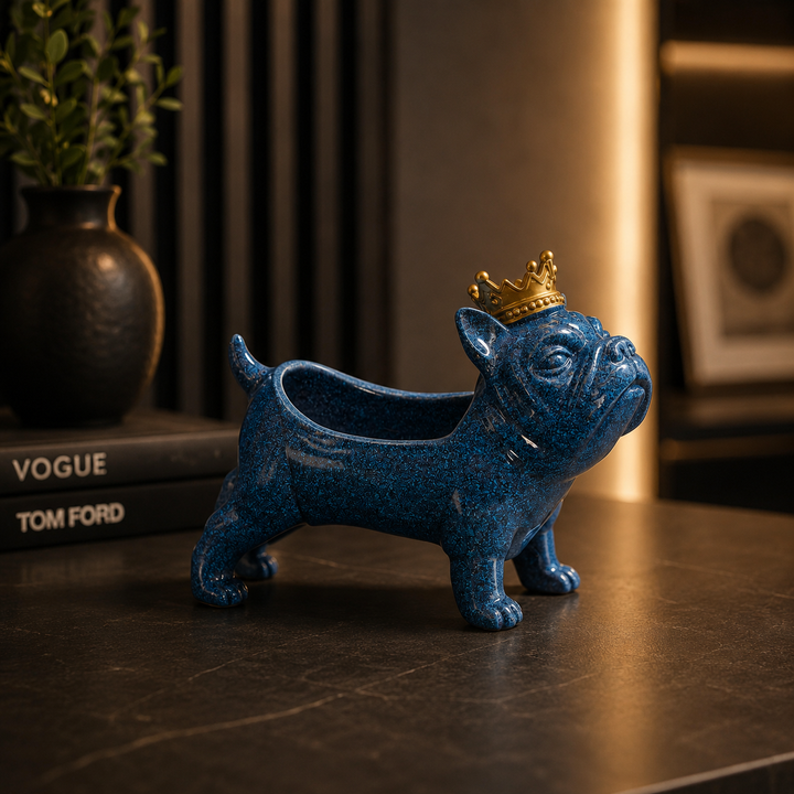 Perro Bulldog francés maceta Azul 9393-82