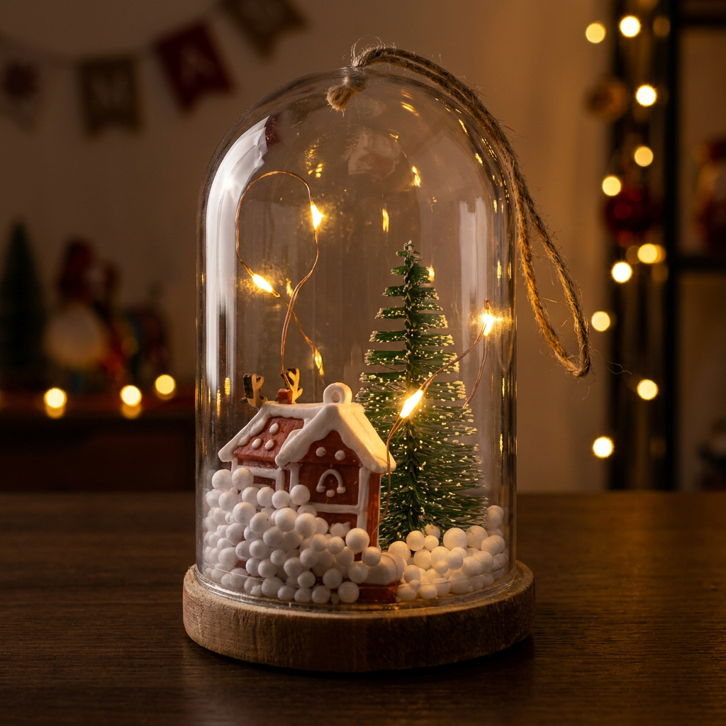 Campana navideña con luces LED encendidas