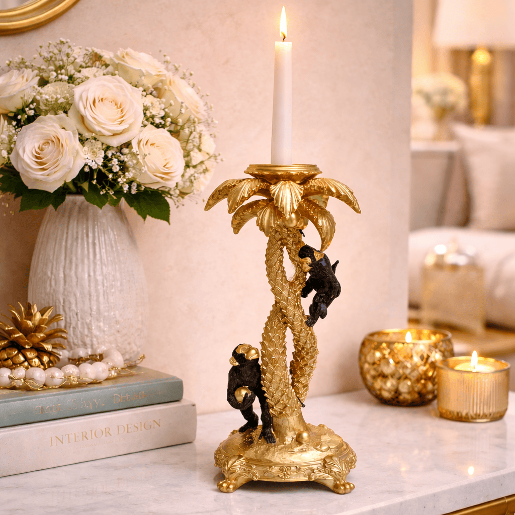 Candelabro decorativo Dorado con Monos CASONA DECO decoracion