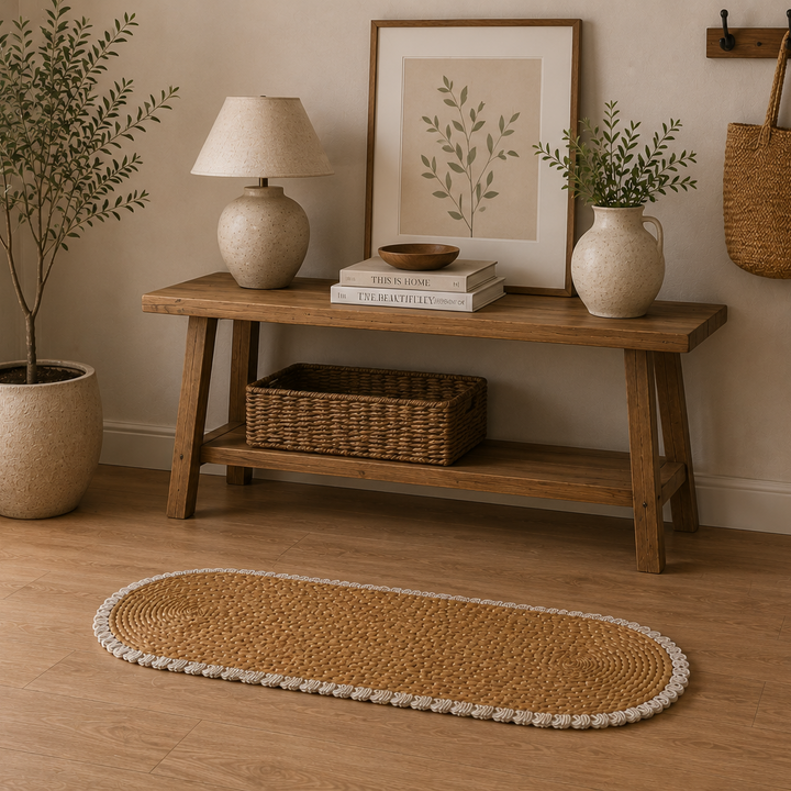 Alfombra Ovalada de Yute con flecos CASONA DECO