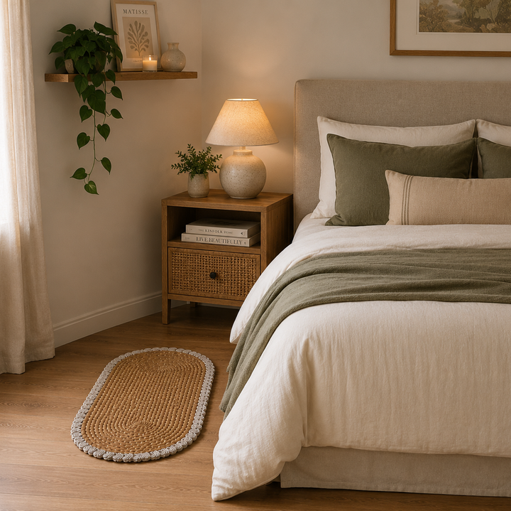 Alfombra Ovalada de Yute con flecos CASONA DECO