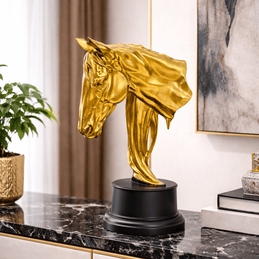 Caballo Dorado XL con Base Negra CASONA DECO animales