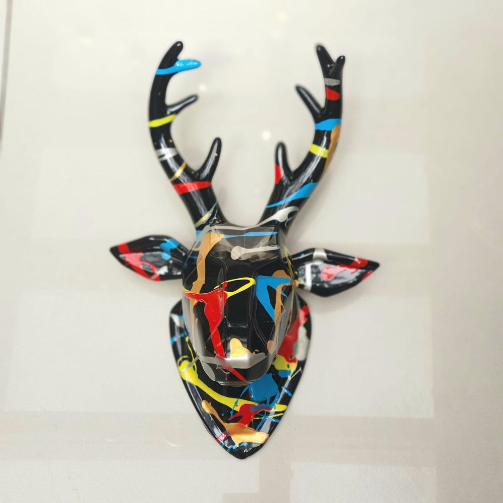 Cabeza Ciervo Negro Multicolor CASONA DECO animales