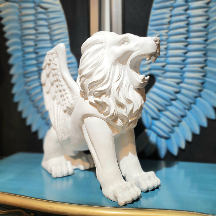 Leon con Alas Blanco Mediano CASONA DECO animales