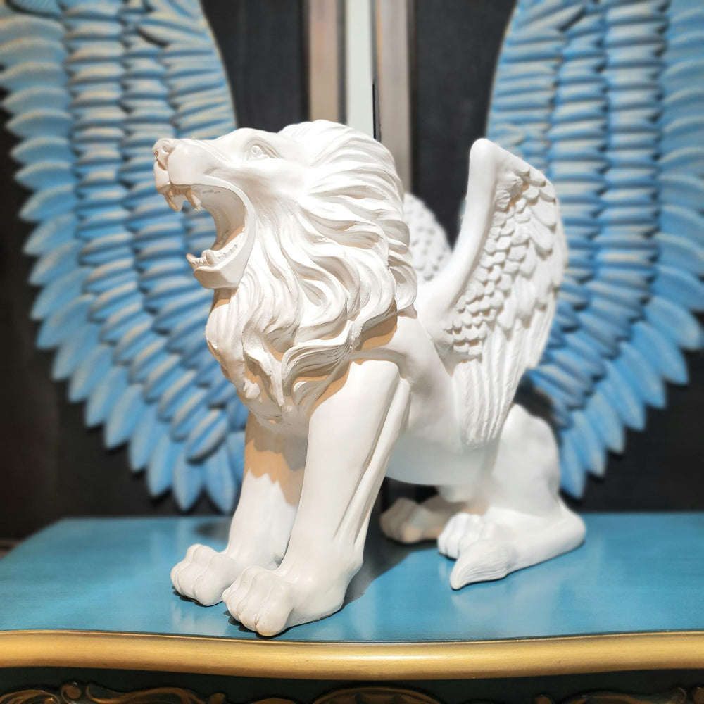 Leon con Alas Blanco Mediano CASONA DECO animales