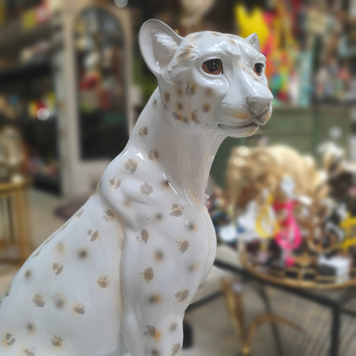 Leopardo sentado blanco CASONA DECO animales