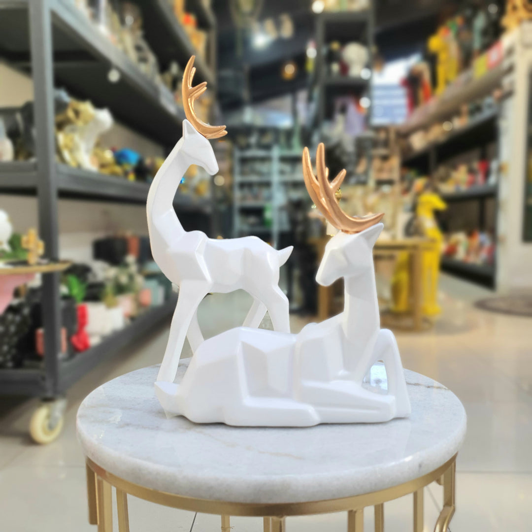 Pareja Ciervos geo Blancos CASONA DECO animales