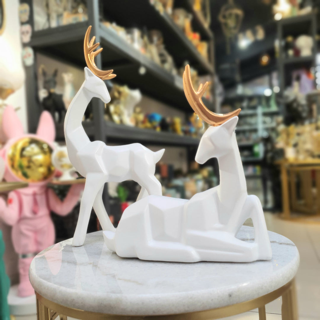Pareja Ciervos geo Blancos CASONA DECO animales