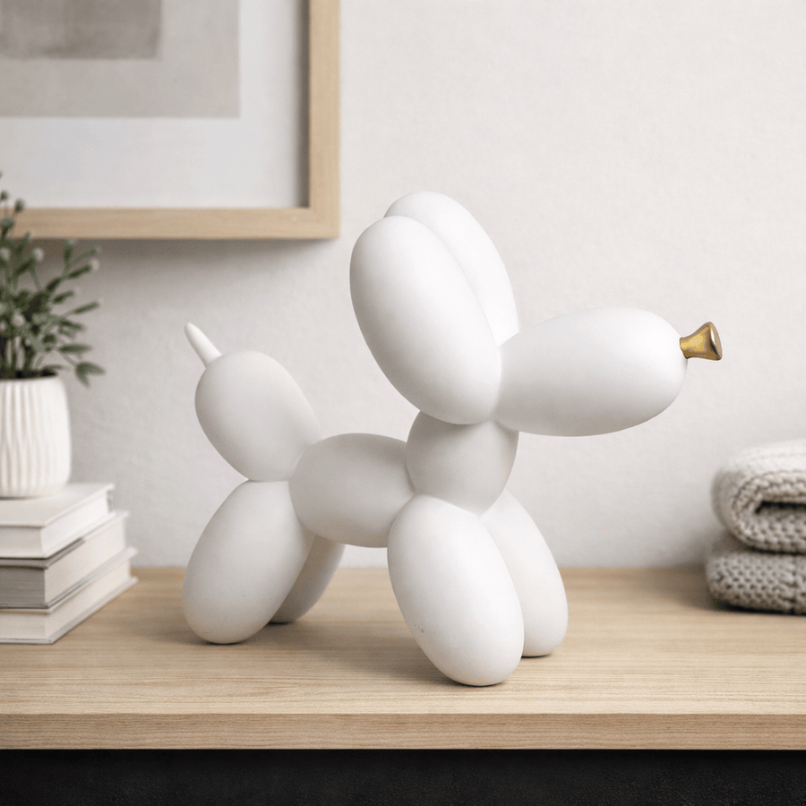 Perro Globo Blanco Nudo Dorado CASONA DECO animales