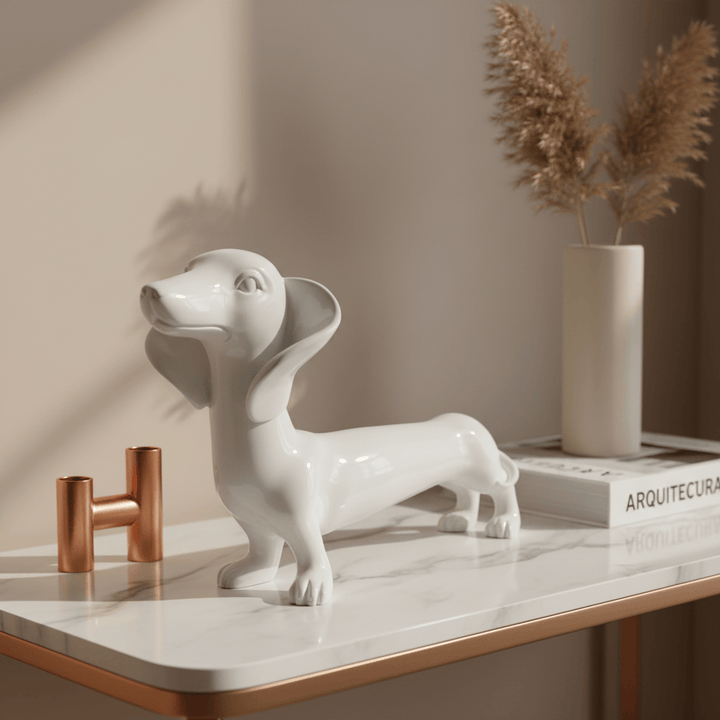Perro Salchicha Blanco CASONA DECO animales