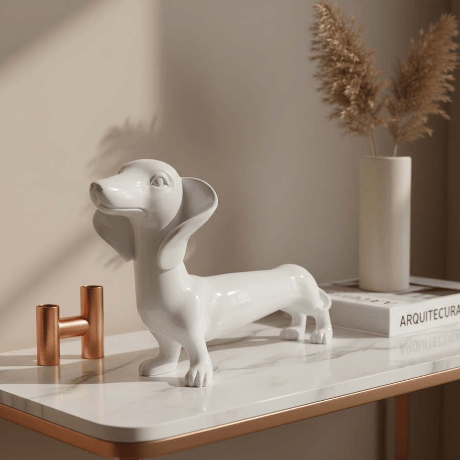 Perro Salchicha Blanco CASONA DECO animales