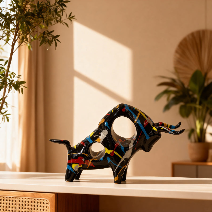 Toro Negro Multicolor CASONA DECO animales