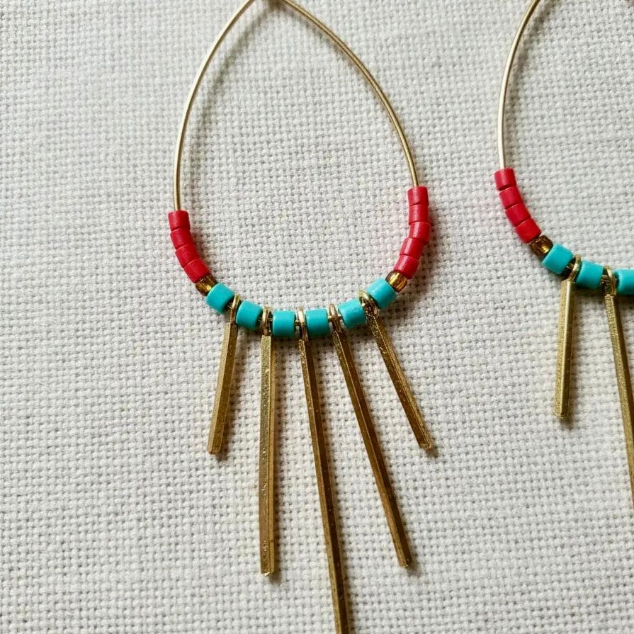 Aros Dalia rojo con turquesa CASONA DECO Aros