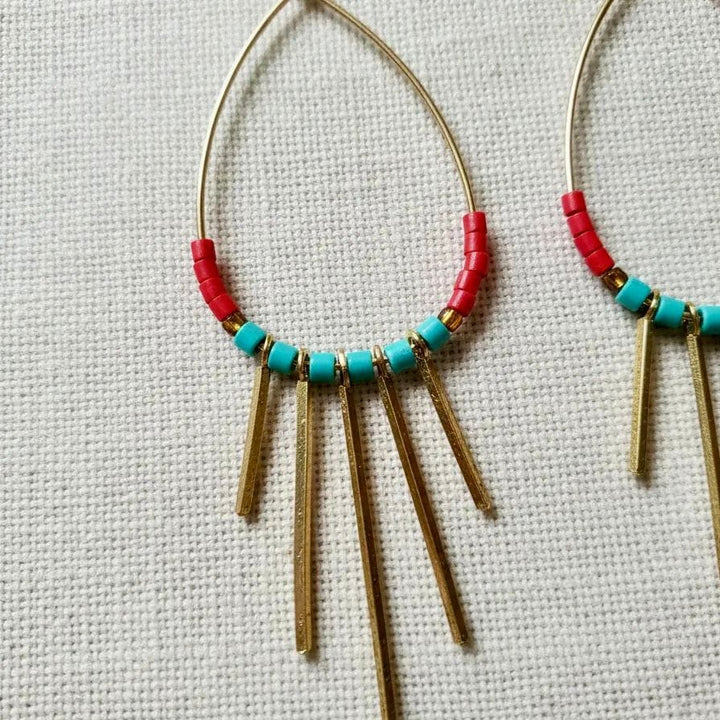 Aros Dalia rojo con turquesa CASONA DECO Aros