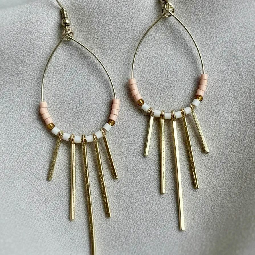 Aros Dalia rosado con blanco CASONA DECO Aros