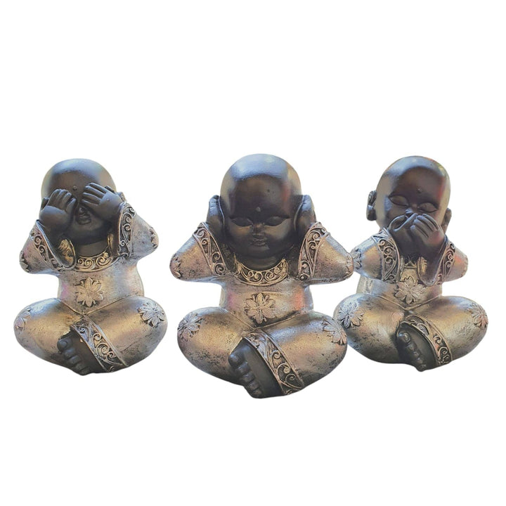 Set Budas Sabios Plateado M CASONA DECO buda