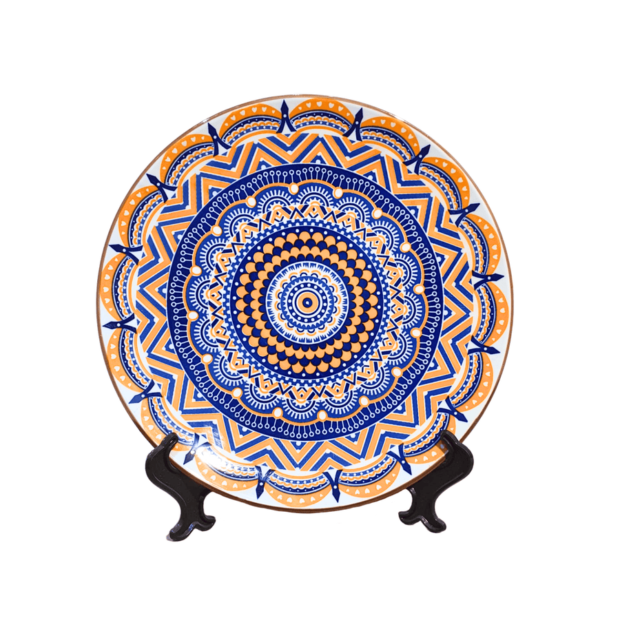 Plato Mandala Naranja Azul CASONA DECO cocina