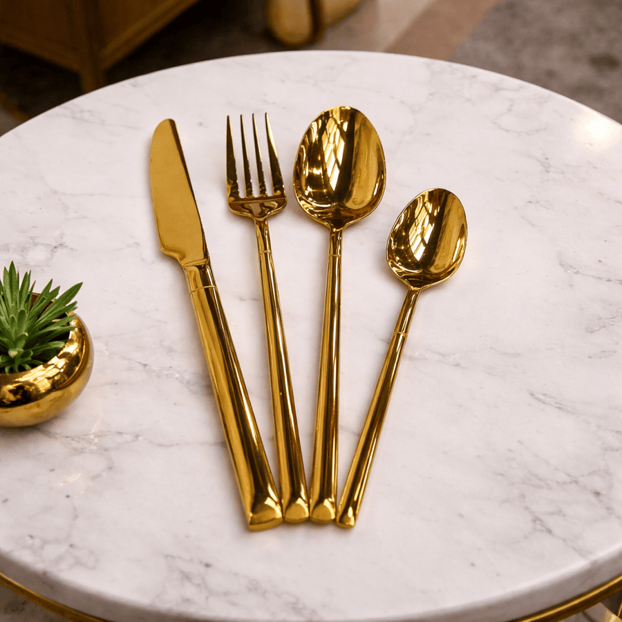Set 4 cubiertos dorado liso CASONA DECO cocina