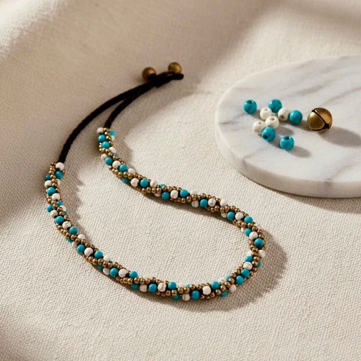 Collar Ibiza blanco con turquesa CASONA DECO collares
