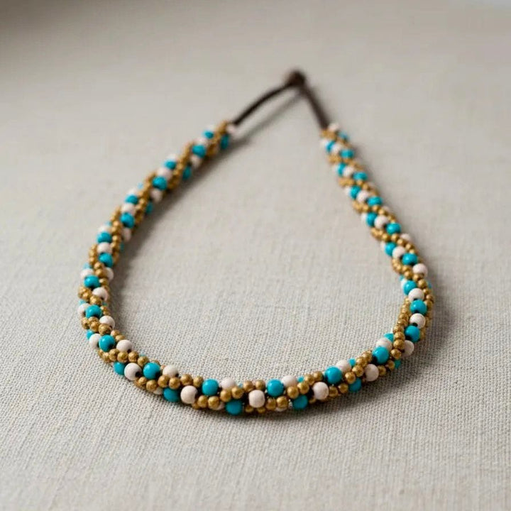 Collar Ibiza blanco con turquesa CASONA DECO collares