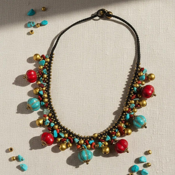 Collar Karon coral - turquesa