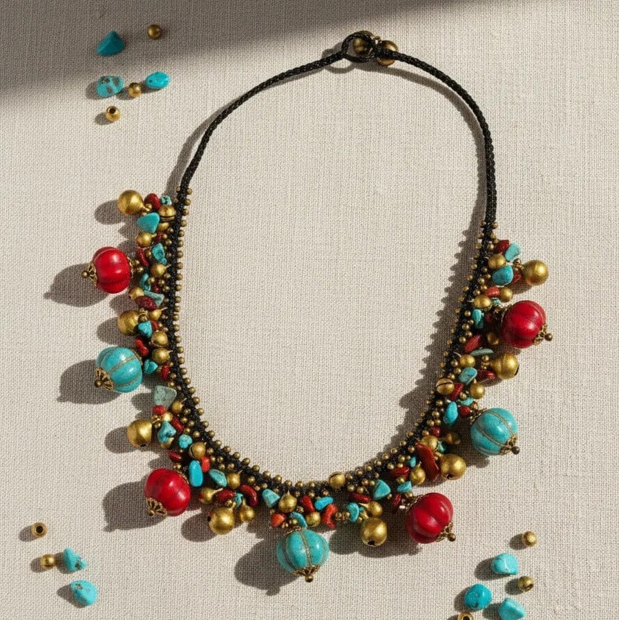 Collar Karon coral - turquesa CASONA DECO collares