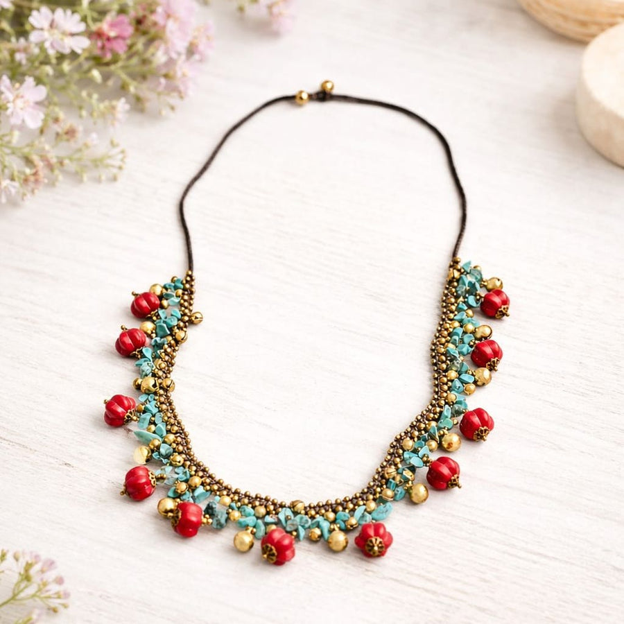 Collar Karon largo coral - turquesa CASONA DECO collares