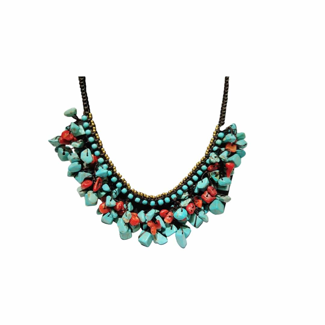 Collar Sairee turquesa y coral CASONA DECO collares